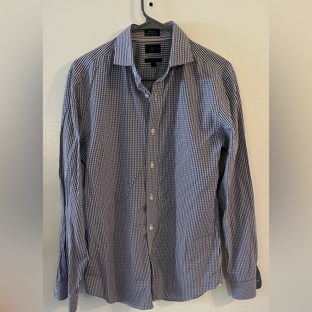 Men’s Banana Republic, Navy Gingham button-down size medium